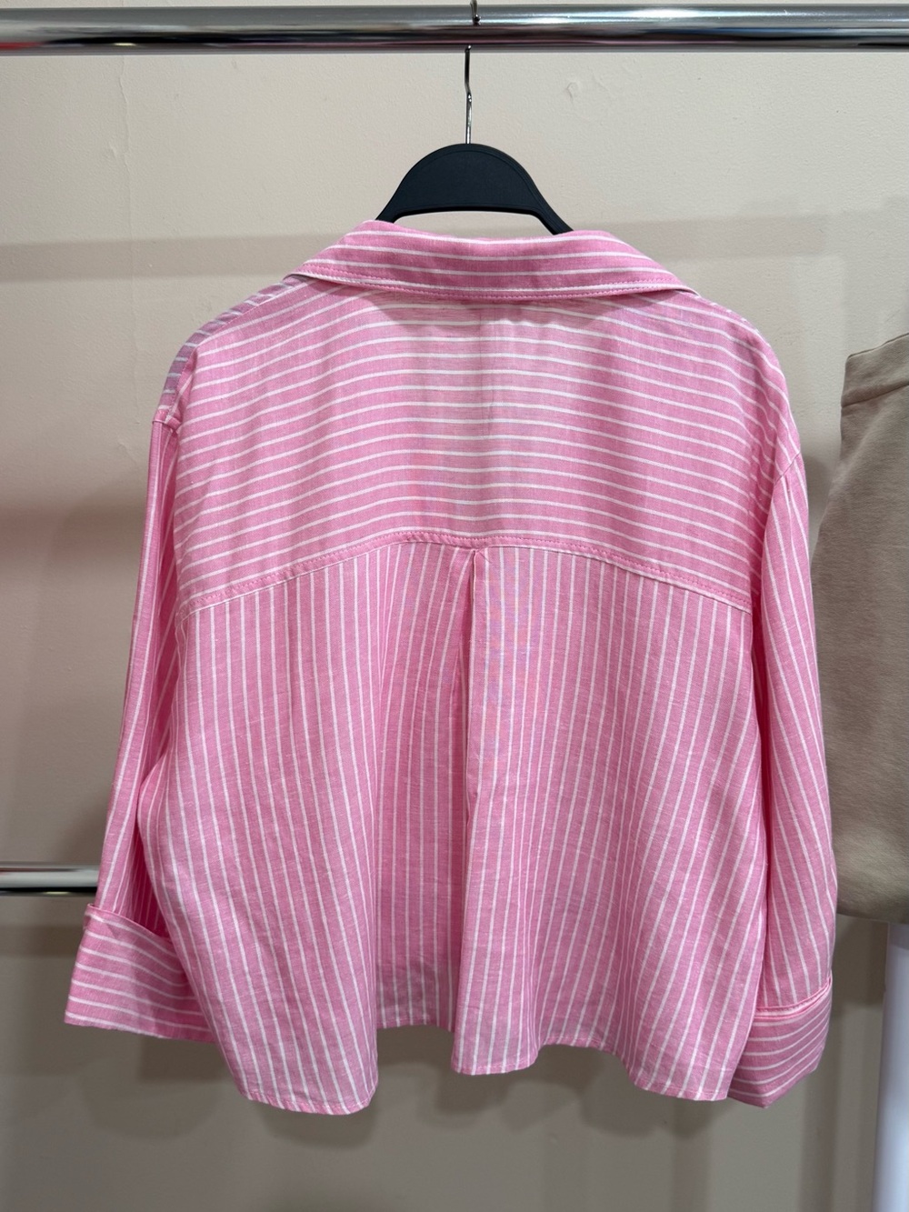 ZARA ZARA Pink White Striped Linen Blend Button Down Shirt M NWT - Picture 2 of 5